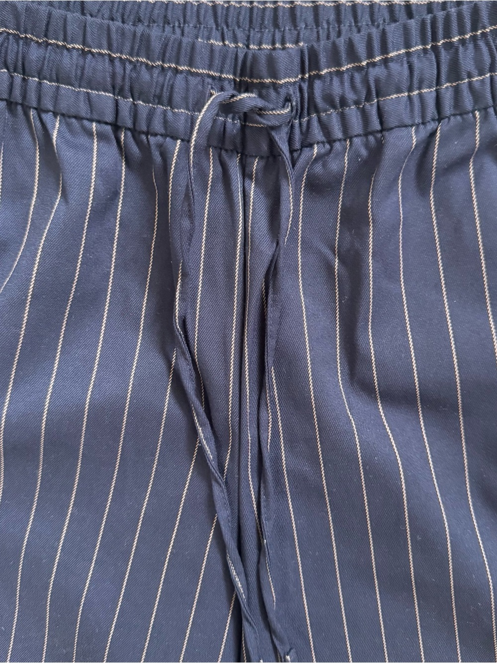 GAP Navy Blue Pinstripe Pull-On Wide Leg Pants Elastic Waist Drawstring Size S - Picture 5 of 7